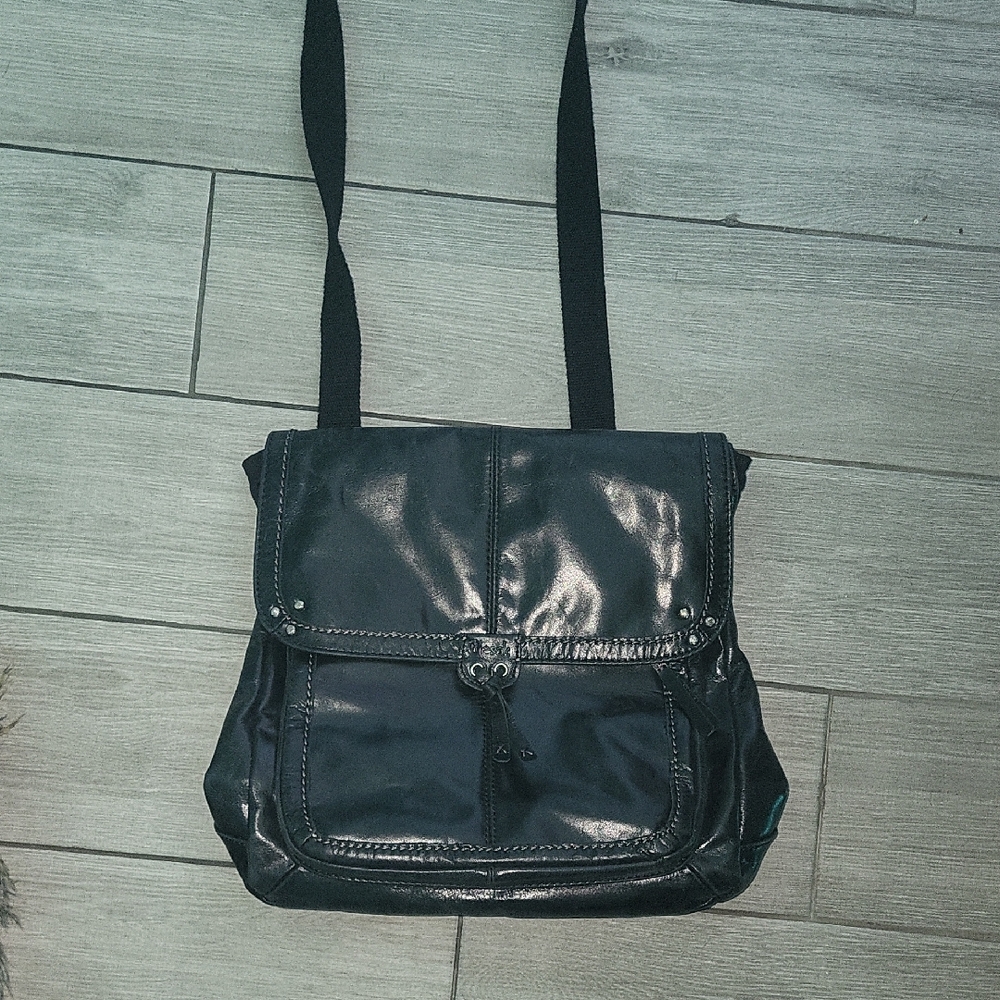 The Sak Black Backpack with Adjustable Straps and Glossy Finish